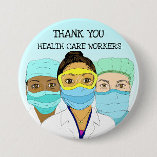 Thank You Health Care Workers Support 7.5 Cm Round Badge