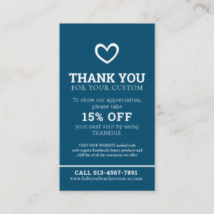 Thank you health photo promo repeat blue business card