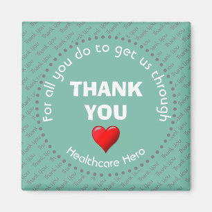 THANK YOU Healthcare Hero Customisable AQUA Magnet