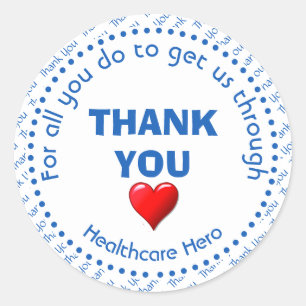 THANK YOU Healthcare Hero Customisable Classic Round Sticker