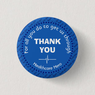 THANK YOU Healthcare Hero Customisable NHS BLUE 3 Cm Round Badge