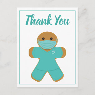 Thank You Healthcare Nurse Doctor Gingerbread Man Postcard