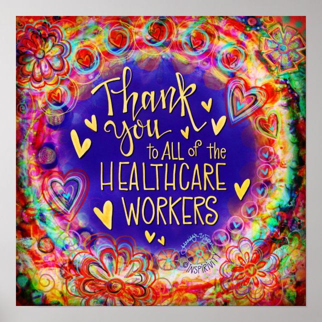 Thank You Healthcare Workers Colourful Inspirivity Poster (Front)