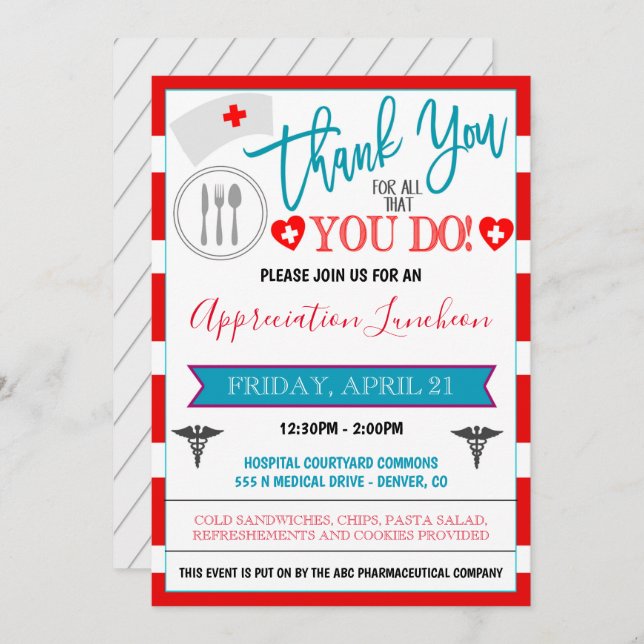 Thank You Healthcare Workers Event Invitation (Front/Back)