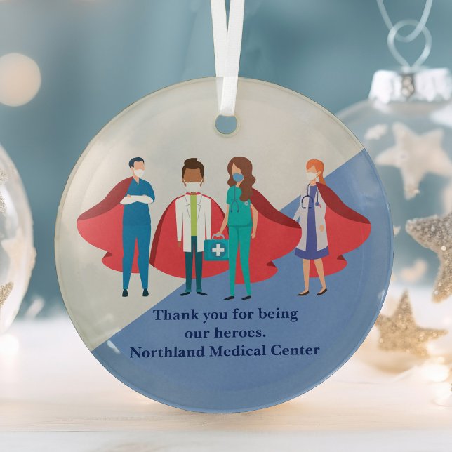 Thank You Healthcare Workers Hero Doctor Nurse Glass Tree Decoration (Creator Uploaded)