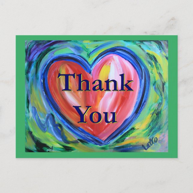Thank You Heart Art Postcard (Front)