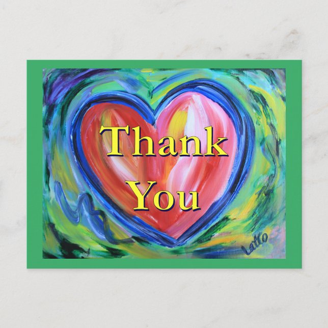 Thank You Heart Art Postcard (Front)