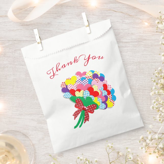 Thank You Heart Bouquet Favour Bag (Clipped)
