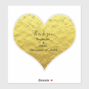 Thank You Heart Gold Foil Wedding Favour Custom