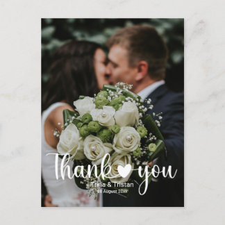 Thank you heart Minimalist Wedding Photo Postcard