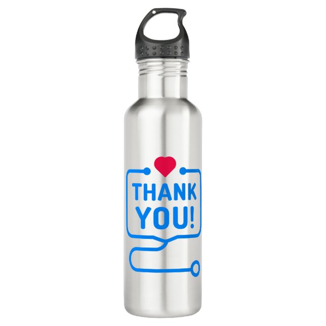 Thank You | Heart Stethoscope 710 Ml Water Bottle (Front)