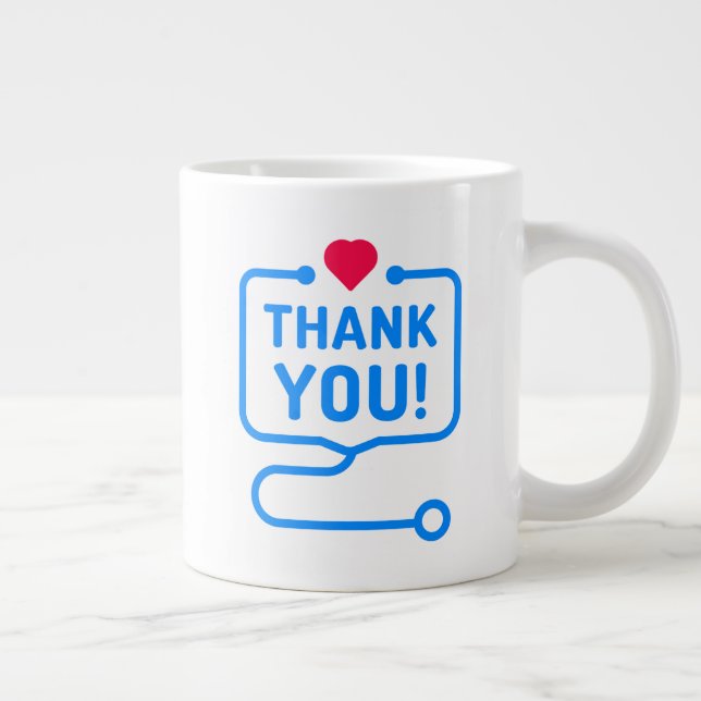 Thank You | Heart Stethoscope Large Coffee Mug (Right)