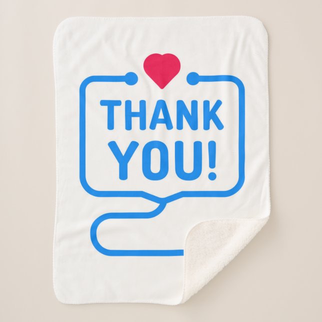 Thank You | Heart Stethoscope Sherpa Blanket (Front)