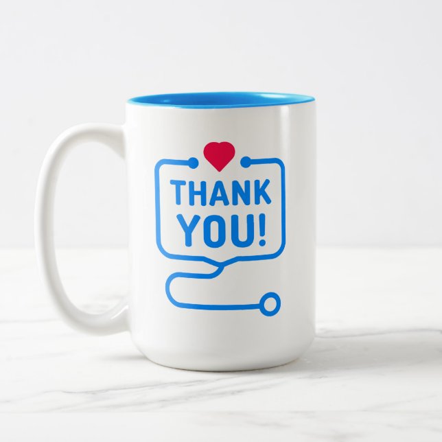 Thank You | Heart Stethoscope Two-Tone Coffee Mug (Left)
