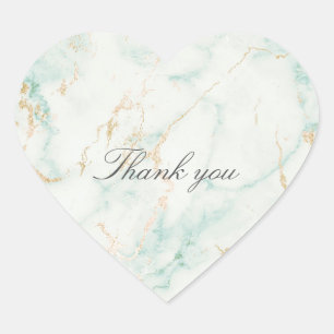 Thank You Heart Wedding Gold Mint Green Sticker
