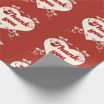 Thank You Heart with Vintage Ribbon Bows Design