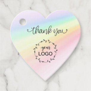*~* Thank You Hearts Branding Business Rainbow Favour Tags