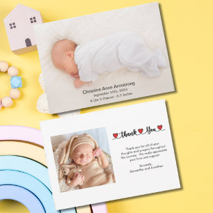 Thank You Hearts Name Birth Announcement Card