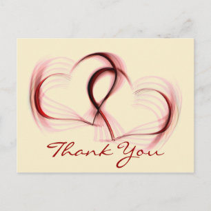 Thank You Hearts Pink & Red Greeting Postcard