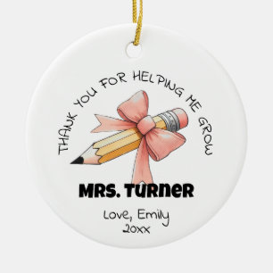 Thank You Helping Me Grow Teacher Appreciation Ceramic Ornament