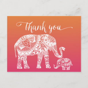 Thank you - Henna Elephant Postcard