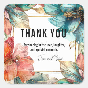 Thank you Hibiscus Serenade Paradise Square Sticker