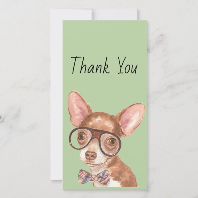 Thank You Hipster Chihuahua Card (Front)