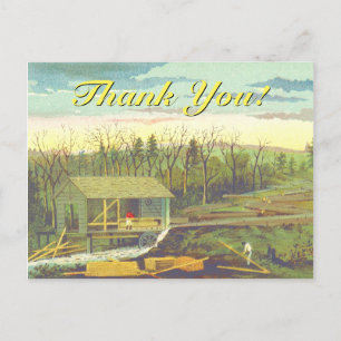 "Thank You!" + Historical Lumber Mill Postcard