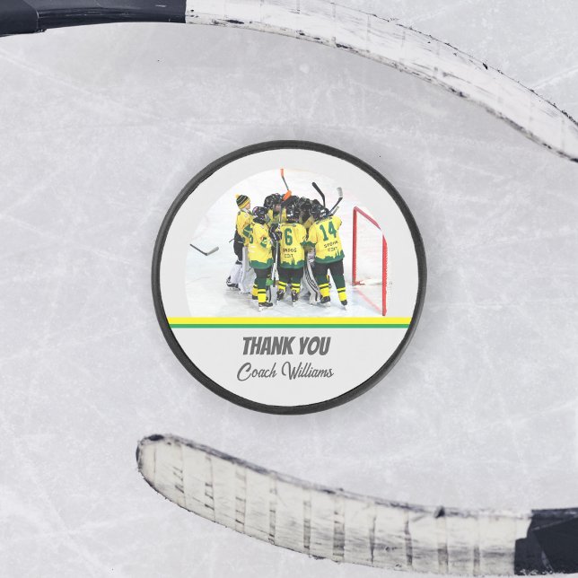 Thank You Hockey Coach Personalised Team Photo Hockey Puck (Creator Uploaded)