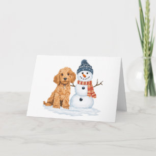 Thank You Holiday Winter Goldendoodle Dog Snowman Card
