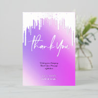 Thank You Holographic Glitter Drips Foil Cards