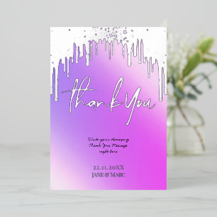 Thank You Holographic Glitter Drips Foil Cards