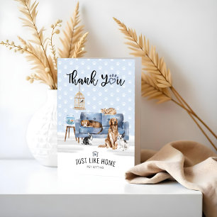 Thank You Home Pet Sitting Pet Family Blue Couch Card
