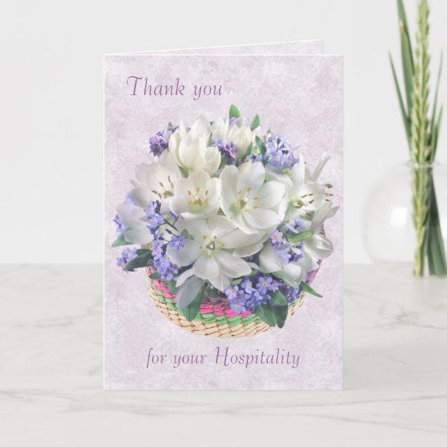 Thank you.Hospitality Card. Crocuses,forget-me-not Thank You Card (Front)