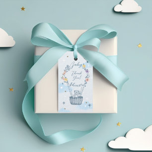 Thank You Hot Air Balloon Teddy Bear Blue Gift Tags