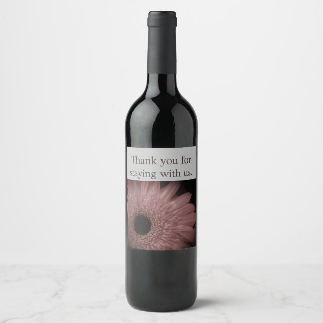 Thank You House Guest Pink Floral Vacation Rental Wine Label (Front)