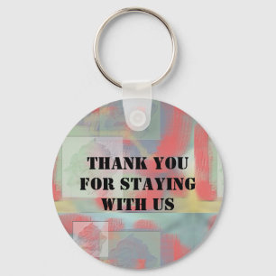 Thank You House Guest Vacation Abstract Floral Key Ring