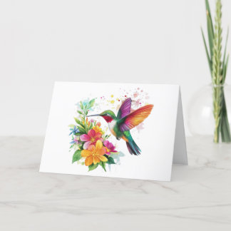 Thank You Hummingbird Tropical Flowers Card