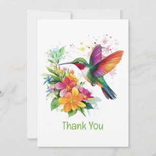 Thank You Hummingbird Tropical Flowers Card