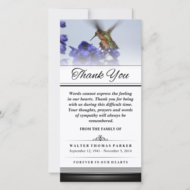 Thank You Hummingbird Words Cannot Express II Card (Front)