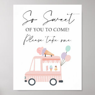 Thank You Ice Cream Truck Favour Table Birthday Poster