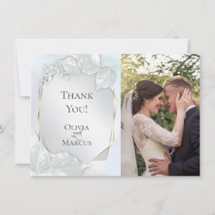 THANK YOU Icy Blue Shimmer PHOTO Frame Card
