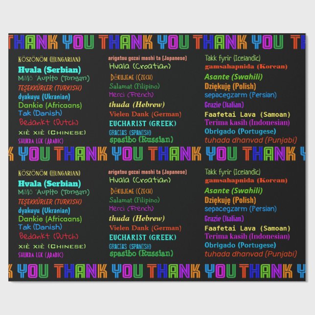 Thank You in 30 Different Languages  Wrapping Paper (Flat)