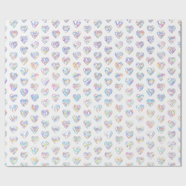 Thank you in 44langs as heart shaped DC pattern Wrapping Paper (Flat)