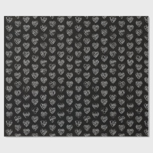 Thank you in 44langs as white heart shaped pattern wrapping paper