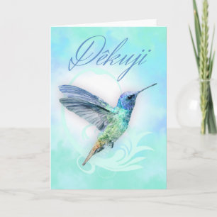 Thank You In Czech - Watercolor Hummingbird Print Card