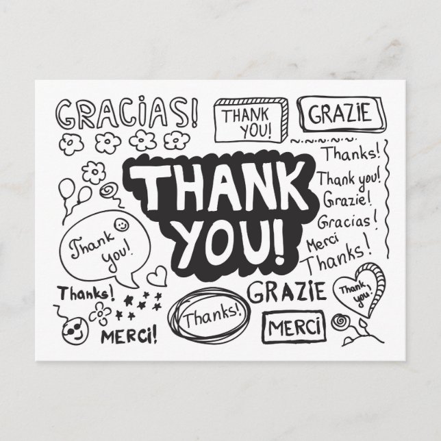 Thank You In Different Languages Postcard (Front)