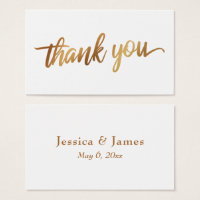 Thank You in Faux Smooth Gold Script Wedding Favou