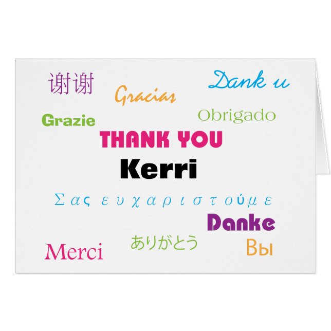 Thank You in Many Languages Colourful Personalise (Front Horizontal)