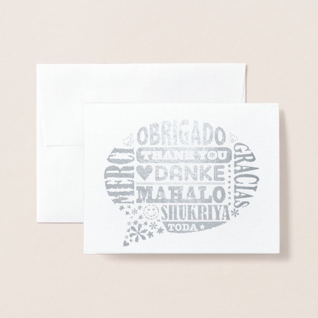 Thank You in many Languages Foil Greeting Card (Front With Envelope)